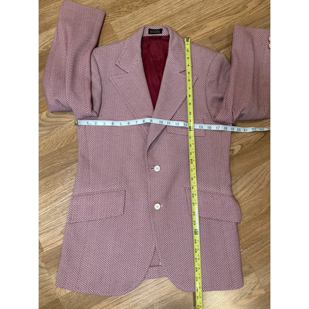 VTG 70s Richman Brothers Blazer Men's 36R Red White Pattern Sportsman Knits Mod